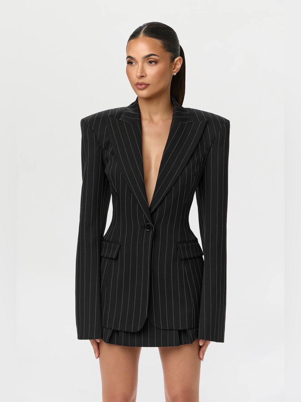 Naked Wardrobe Pinstripe Suiting Blazer